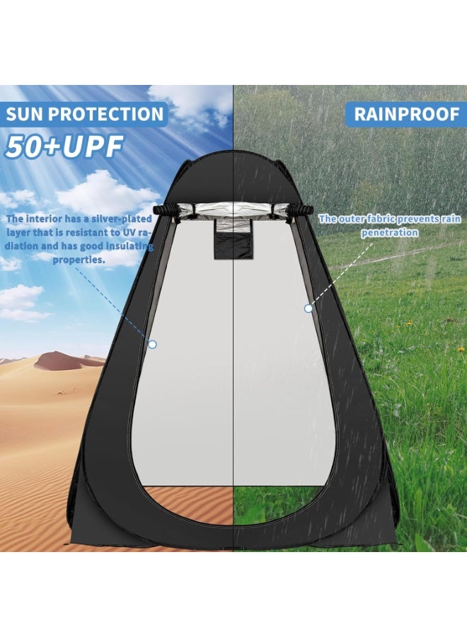 CityRiya-Long Camping Tent, Privacy Pop Up Shower Tent, 150 * 150 * 190cm Portable Changing Tents with Bag, Beach Dressing Room, Folding Toilet, Weatherproof Shelter, Outdoor Bathroom Tents for Camp (Black) - Image 4